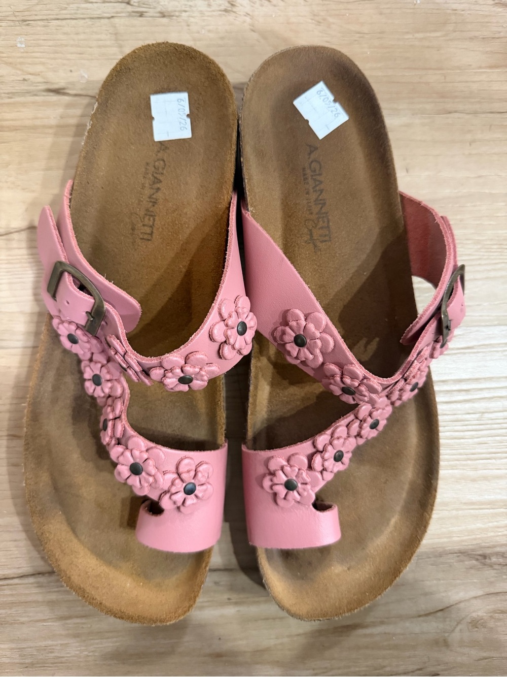 A. Giannetti Pink flower‎ Slide-On Sandals - Size 9- Made in Italy.